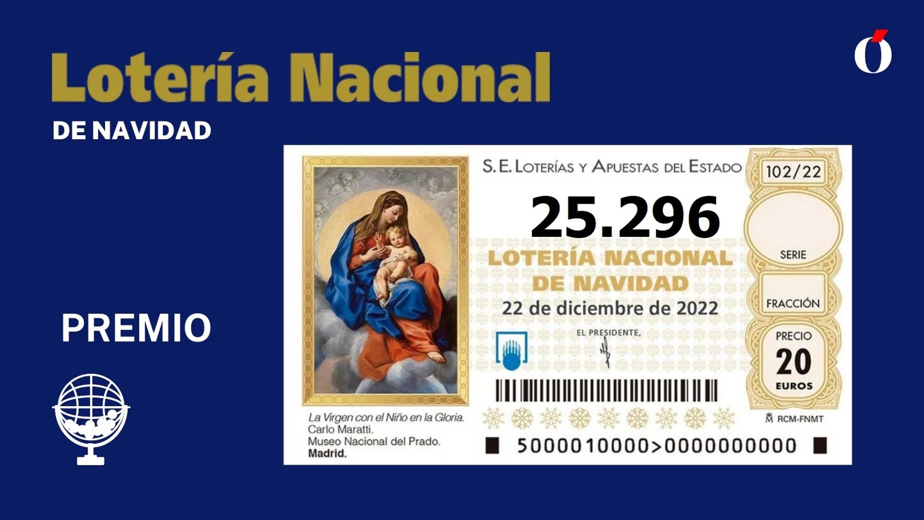 Cuarto premio lotería navidad 2022 25.296