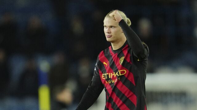 Haaland celebrando su segundo gol ante el Leeds