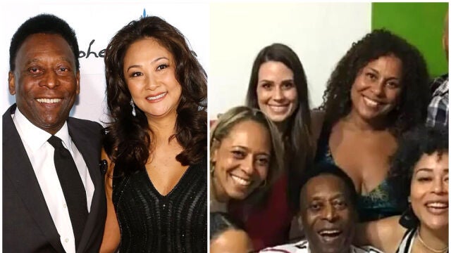 Pelé junto a Marcia, su última mujer, y sus hijos reconocidos