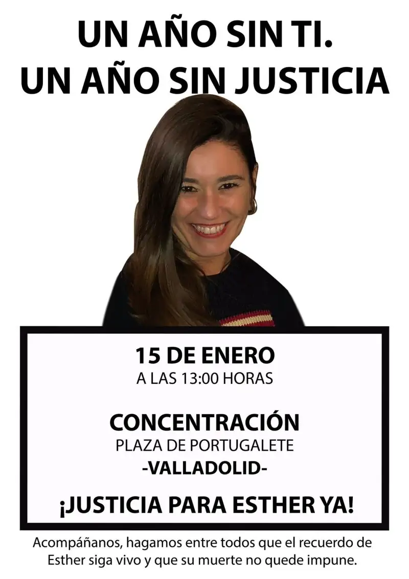 Cartel que convoca a los vecinos de Traspinedo en recuerdo por Esther López y para reclamar justicia.AYUNT. DE TRASPINEDO04/01/2023