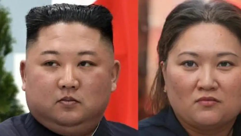 El líder norcoreano conserva su gesto serio y duro en la versión femenina