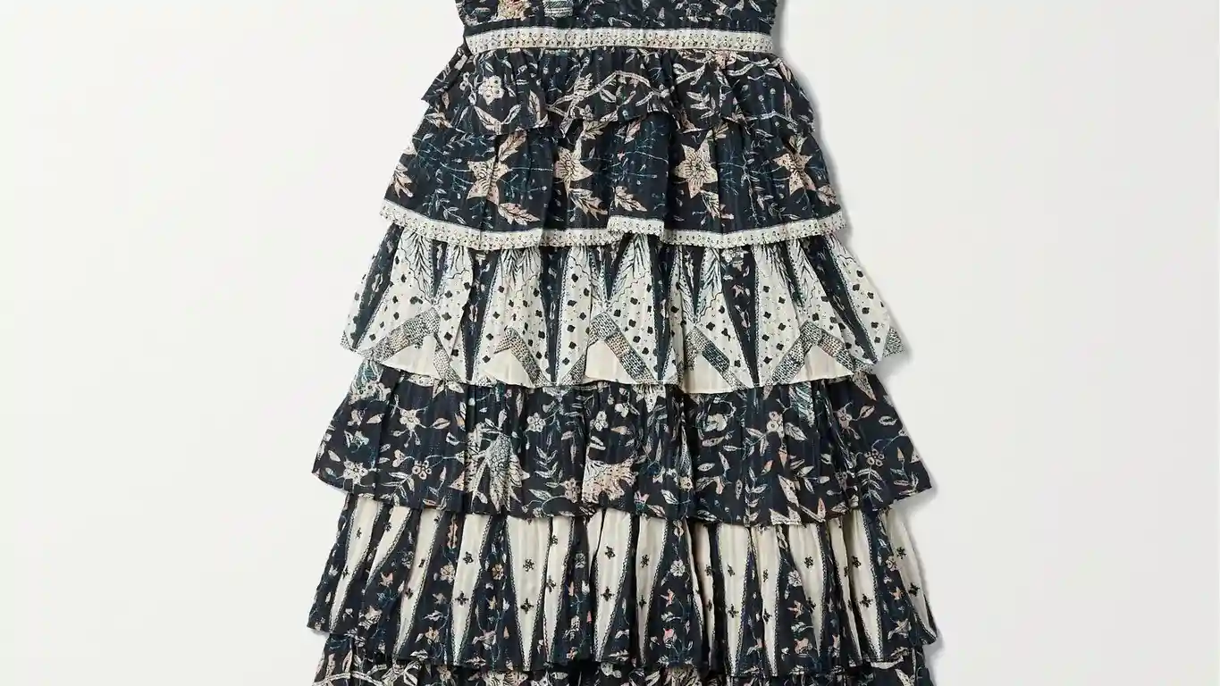 Vestido midi Ariah de mezcla de algodón con estampado escalonado, de Ulla Johnson