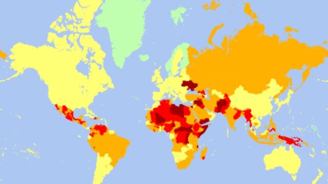 Mapa de peligrosidad en 2023 realizado por "International 2023"