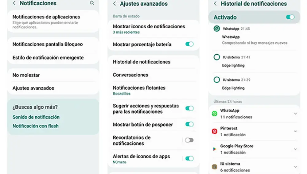 Activando el Historial de notificaciones en Android.