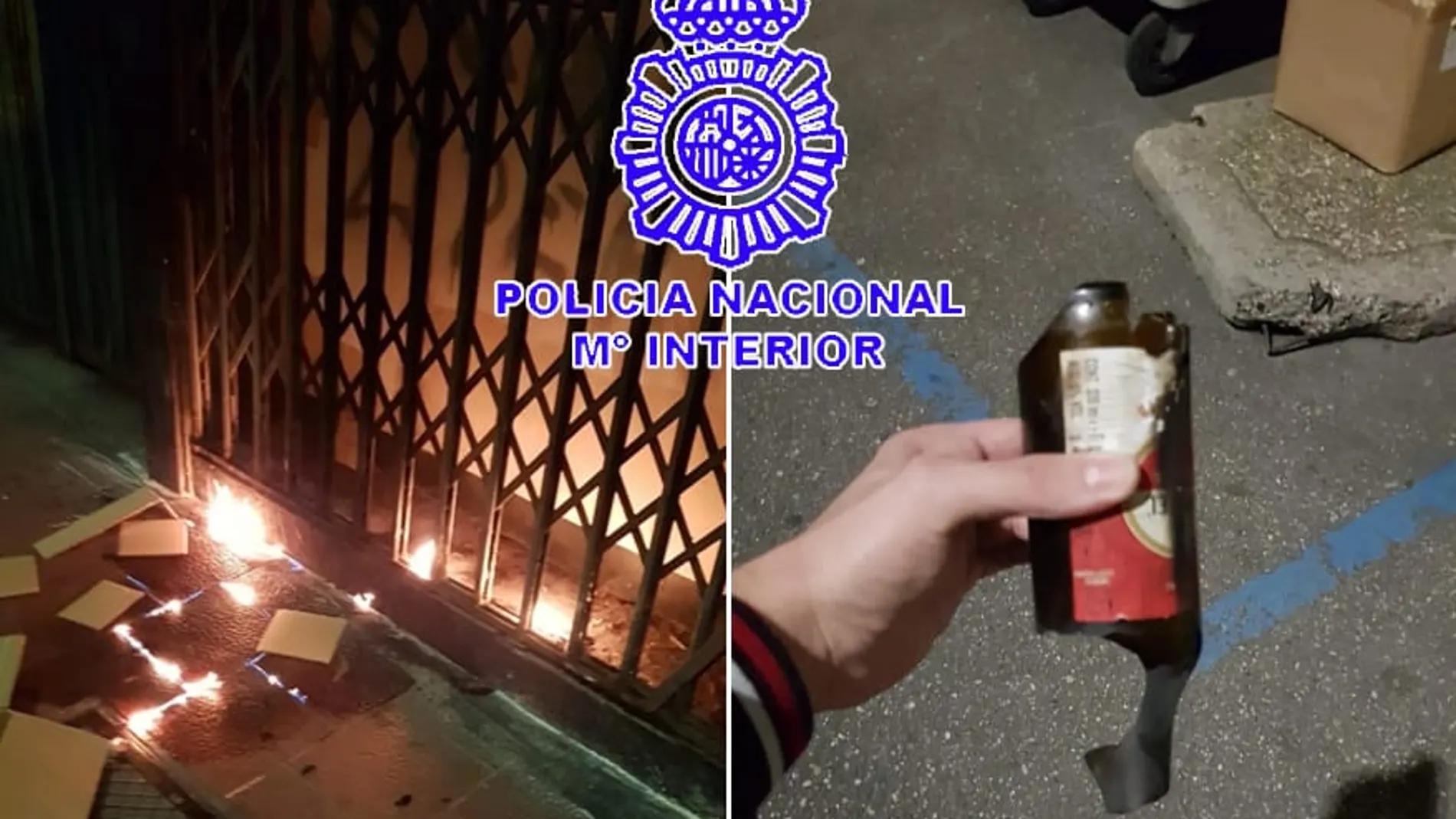 Artefacto incendiario lanzado contra la sede de Democracia Nacional en Valladolid