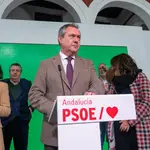 El secretario general del PSOE-A Juan Espadas acompañado de los secretarios de las provincias andaluzas Francisco J. Olmo
