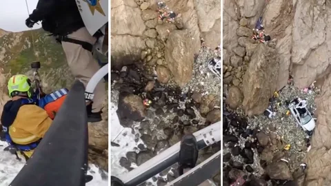 El propio conductor del vehículo, de la marca Tesla, fue rescatado del fondo del mar con graves heridas tras haber caído por el acantilado