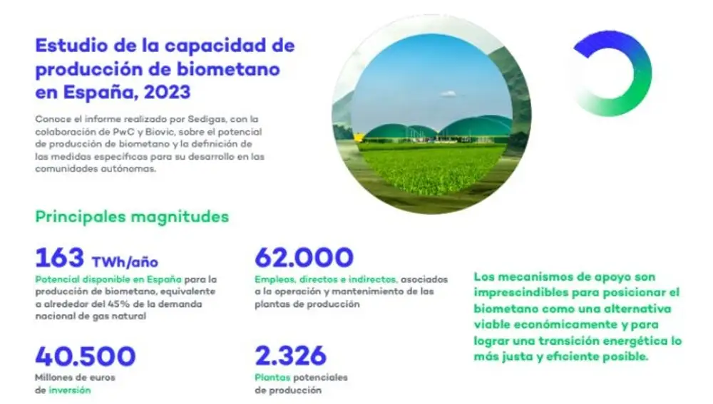 Infografía del 'Estudio de la capacidad de producción de biometano en España' elaborado por SedigasSEDIGAS12/01/2023