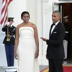 Michelle Obama con vestido de Alta Costura para cenar en la Casablanca