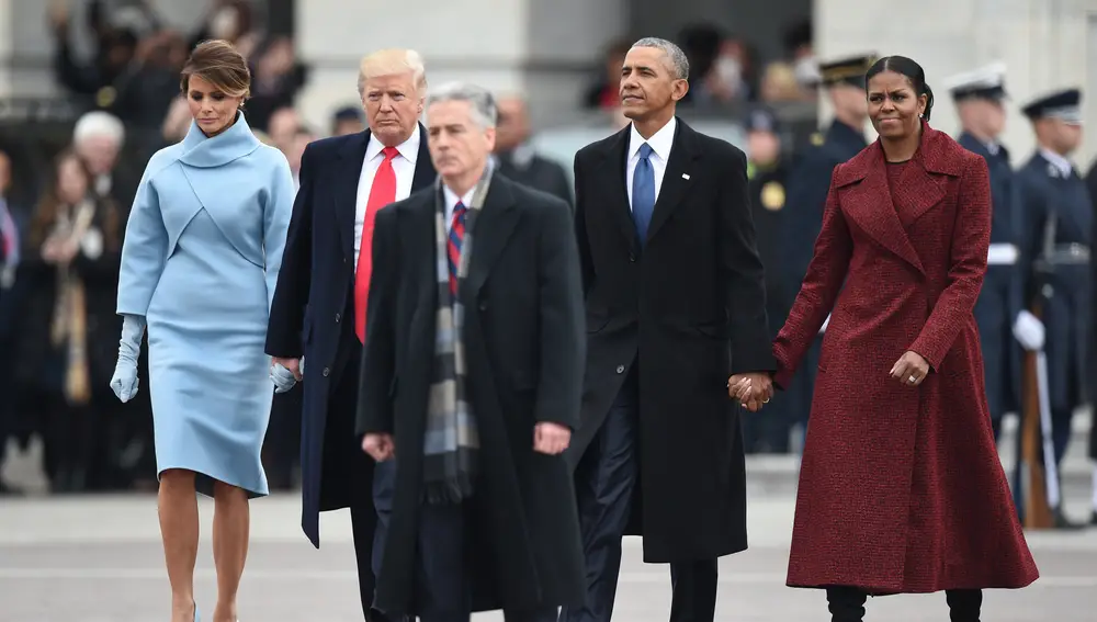 Michelle Obama junto a su marido en la inauguración de la presidencia americana.