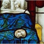 Vidriera de "Tobías y Sara en su noche de bodas" (siglo XVI)