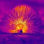 Los equidnas, un mamífero ovíparo parecido a un erizo, tiene pocas defensas contra el calor en Australia, por lo que ha desarrollado varios trucos, como hacer pompas con la nariz para refrescarse, según han descubierto investigadores de la Universidad de Curtin en el país oceánico. EFE/ Universidad de Curtin
