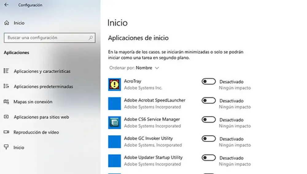 Elimina aplicaciones del Inicio de Windows.