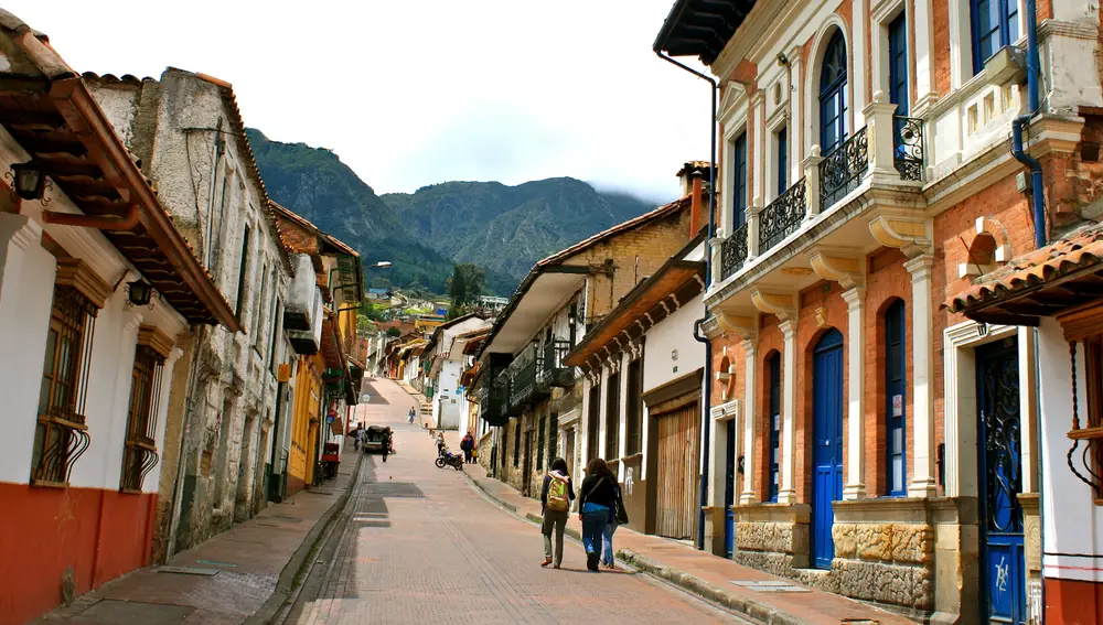 Detalle de las calles coloniales del centro de Bogotá