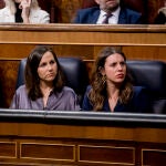 (I-D) La ministra de Ciencia e Innovación, Diana Morant; la ministra de Derechos Sociales y Agenda 2030, Ione Belarra, y la ministra de Igualdad, Irene Montero