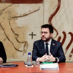 El presidente de la Generalitat, Pere Aragonès, junto a la consellera de Presidencia, Laura Vilagrà, ayer