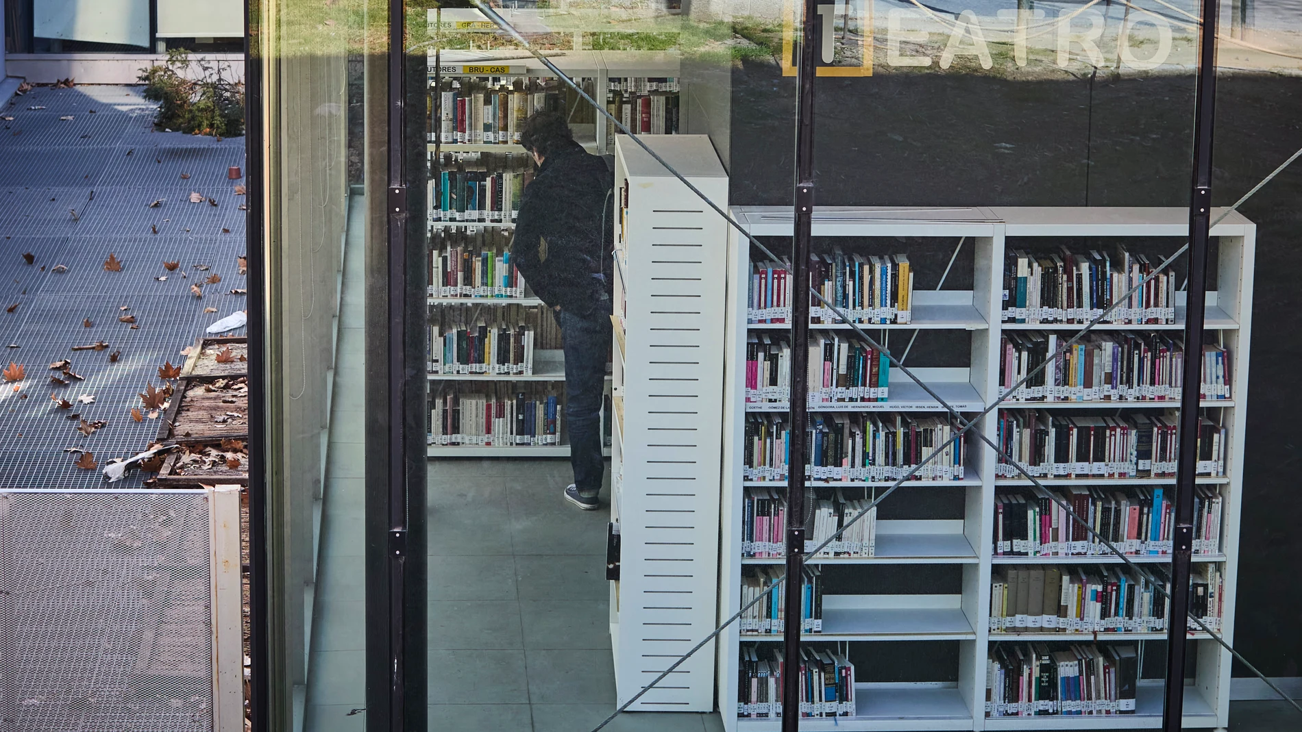 Gente leyendo libros junto a la biblioteca pública Eugenio Trías-Casa de Fieras de El Retiro