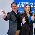 Presentación de la candidatura de Cristina Ayala (d) a la alcaldía de Burgos, arropada por la secretaria general del PP, Cuca Gamarra, y por el presidente del PP de Burgos, Borja Suárez