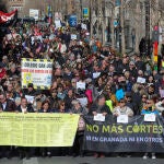 Vista de la manifestación convocada por la Plataforma Contra Los Cortes de Luz este sábado por el centro de Granada
