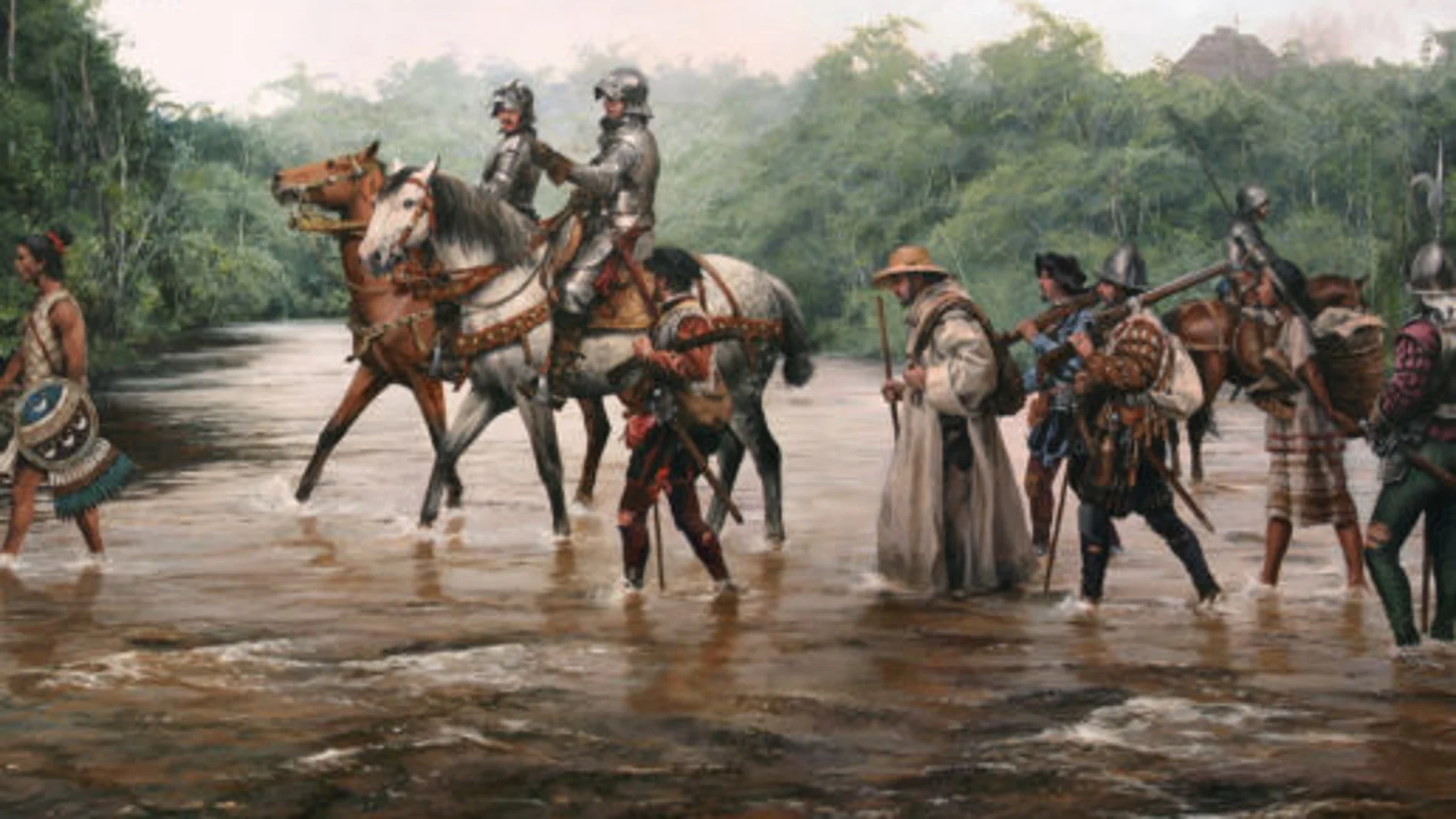 «La entrada de Hernán Cortés en México», obra de Augusto Ferrer Dalmau