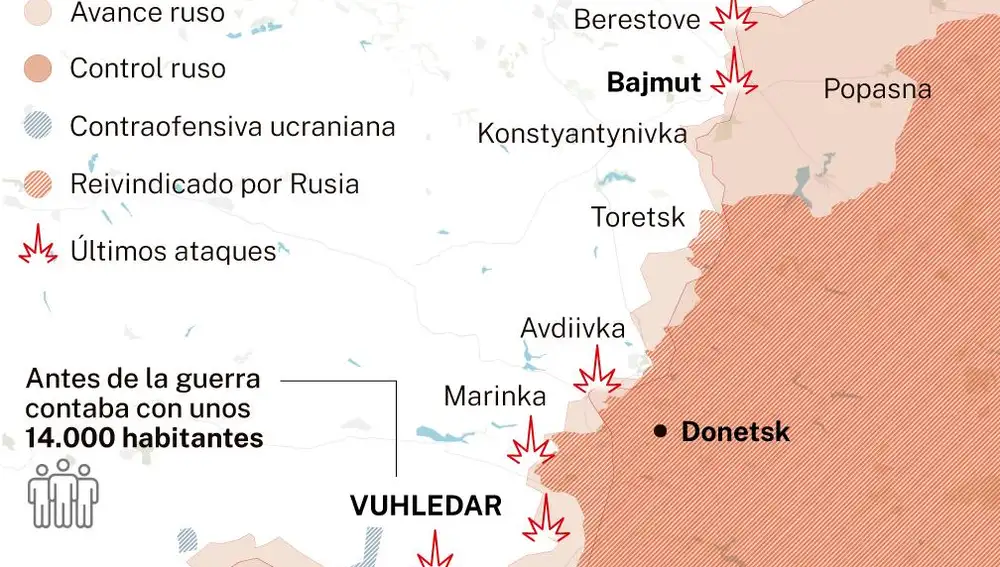 Guerra Ucrania, localizador Vuhledar