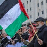 Palestinos protestan en Gaza contra el secretario de Estado, Antony Blinken, a Ramala el martes