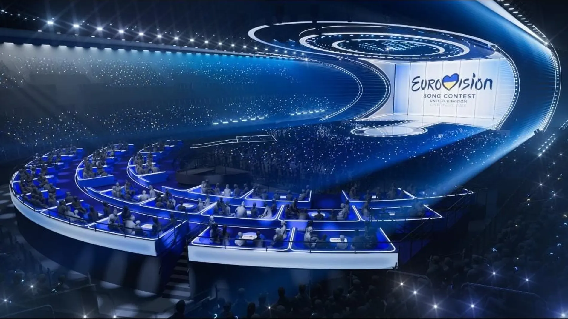 La BBC hizo públicas esta semana las imágenes renderizadas del escenario de Eurovisión que simula un abrazo
