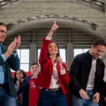 Pedro Sánchez, Reyes Maroto, Juan Lobato y Teresa Ribera, en la presentación de Maroto como candidata socialista al Ayuntamiento