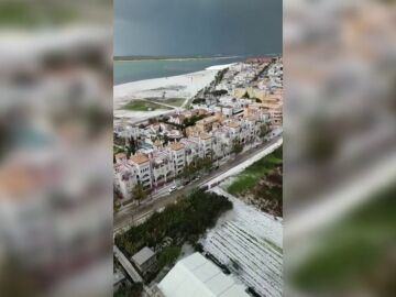 Espectacular granizada en Sanlúcar de Barrameda a vista de dron