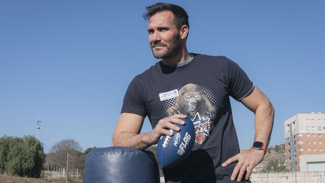 Saúl Craviotto, durante un clinic que los Chicago Bears, equipo de la NFL, impartió en España