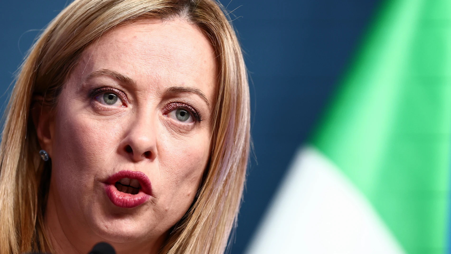 Brussels (Belgium), 10/02/2023.- Italy's Prime Minister Giorgia Meloni gives a press conference the day after a special meeting of the European Council in Brussels, Belgium, 10 February 2023. (Bélgica, Italia, Bruselas) EFE/EPA/STEPHANIE LECOCQ