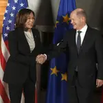 ermany&#39;s Chancellor Olaf Scholz, right, meets Vize President of the United States Kamala Harris at the Munich Security Conference in Munich, Germany, Friday, Feb. 17, 2023. 