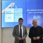 Carlos Mazón y Sebastián Cañadas han presentado el bono consumo para este año.
