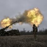 Ukrainian soldiers fire a French-made CAESAR self-propelled howitzer towards Russian positions near Avdiivka, Donetsk region, Ukraine