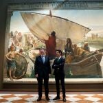El presidente de la Generalitat, Ximo Puig, junto al director del Museo de Bellas Artes de Valencia, Pablo González Tornel