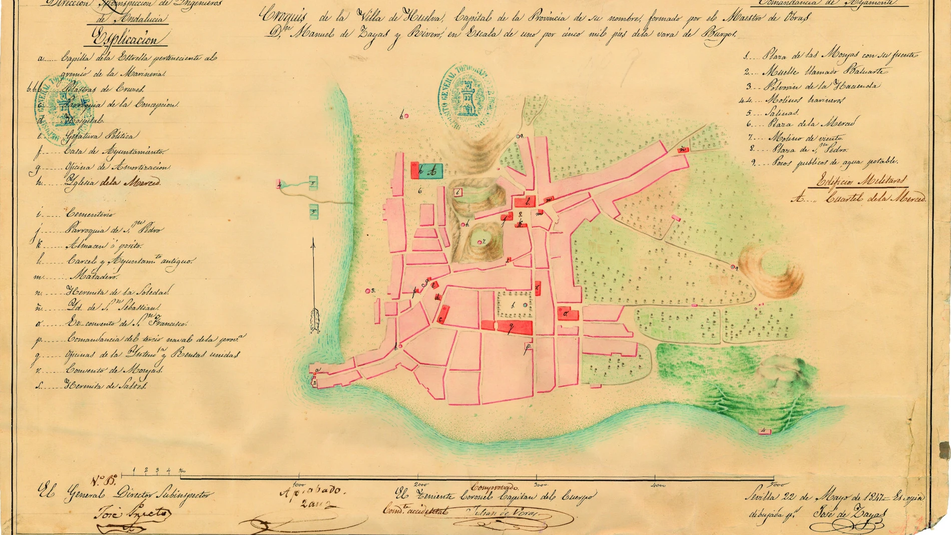 El mapa de Huelva en el año 1847