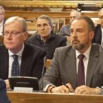 Los senadores populares Bienvenido de Arriba, Antonio Silván y Sanz Vitorio en la Comisión de Fomento