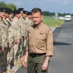 Minister of National Defense, Mariusz Blaszczak attends the last unit of Polish soldiers landed at the airport in Wroclaw, Poland.