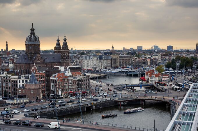 Vista aérea de Ámsterdam, Países Bajos.