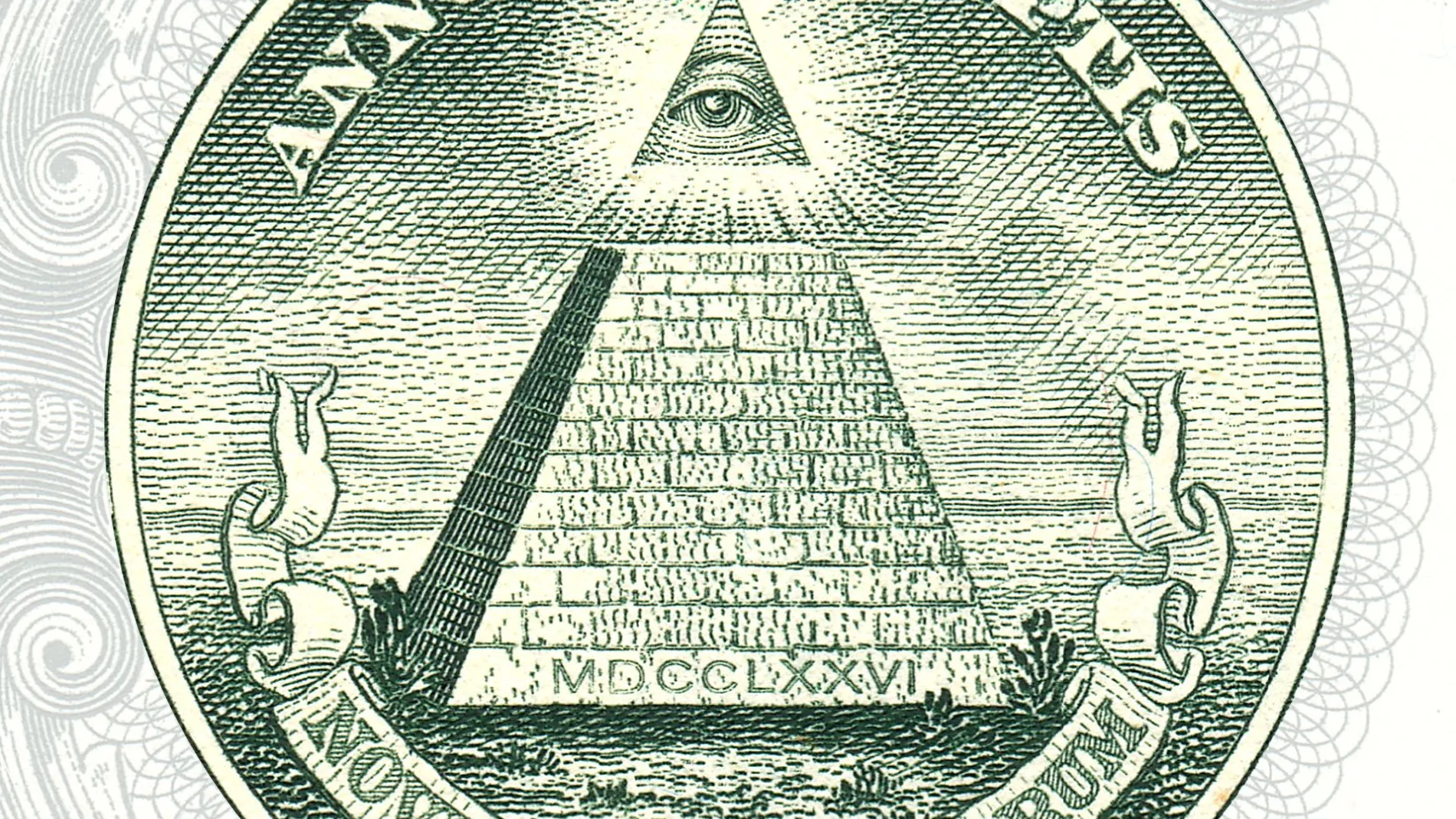 El ojo de la pirámide en el billete de un dólar estadounidense