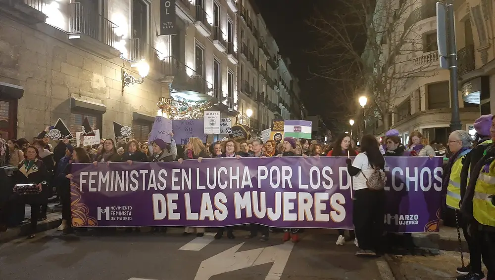 Cabecera de la manifestación del Movimiento Feminista de Madrid.