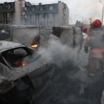 Barrio dañados por un ataque ruso en la ciudad de Leópolis este jueves