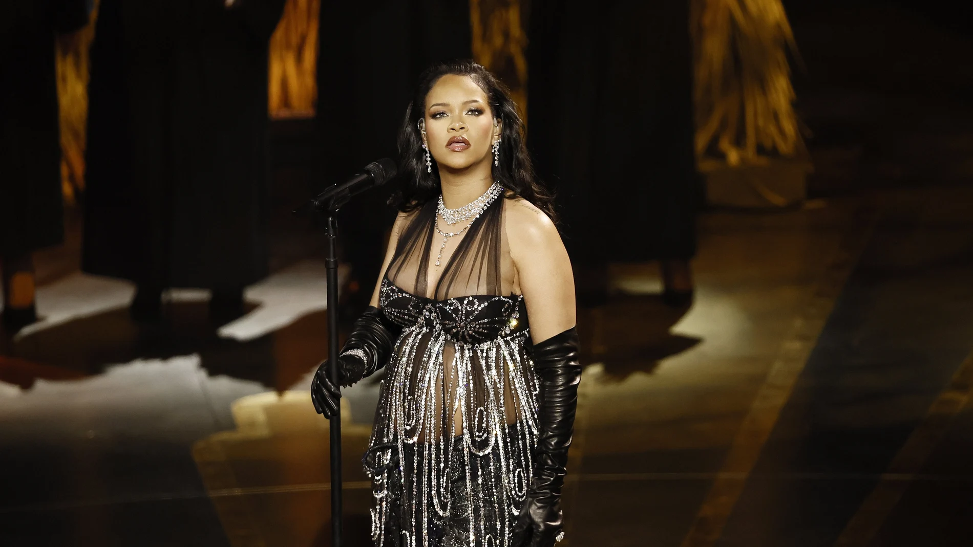 Rihanna performs during the 95th annual Academy Awards ceremony at the Dolby Theatre in Hollywood, Los Angeles, California, USA, 12 March 2023. The Oscars are presented for outstanding individual or collective efforts in filmmaking in 24 categories.