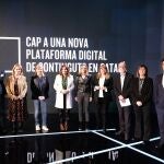 La cúpula directiva de TV3 y Catalunya Ràdio junto a la vicepresidenta del Govern, Laura Vilagrà