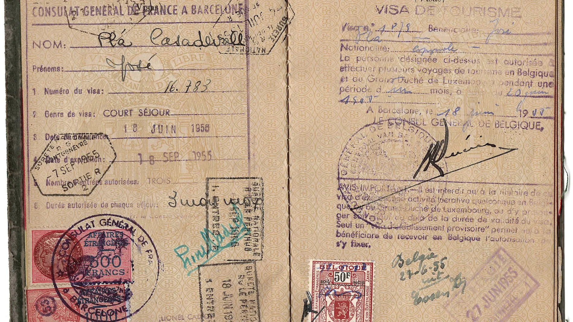 El pasaporte de Josep Pla