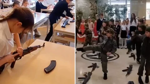 Un grupo de menores fueron algunos de los primeros en recibir entrenamiento militar en las escuelas rusas de Crimea