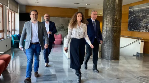 Muñoz, junto a Morala, Silván y Gavilanes, antes de atender a la prensa