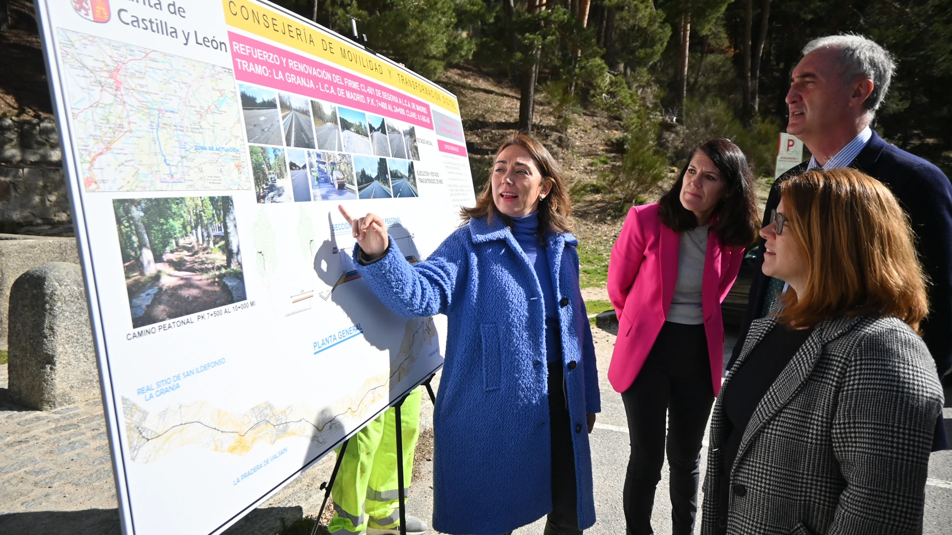 La consejera González Corral visita las obras de la CL-601 en Segovia