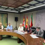 La consejera de Movilidad, María González Corral, durante la reunión con los regidores de los tres municipios por los que discurre esta actuación, en la sede de la Delegación Territorial de Zamora