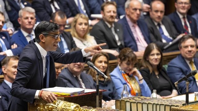 El "premier" Rishi Sunak, durante la sesión de control parlamentario